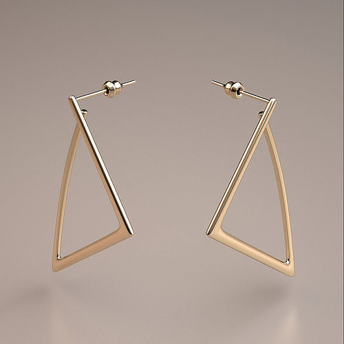 gold triangle earrings model 3D print model