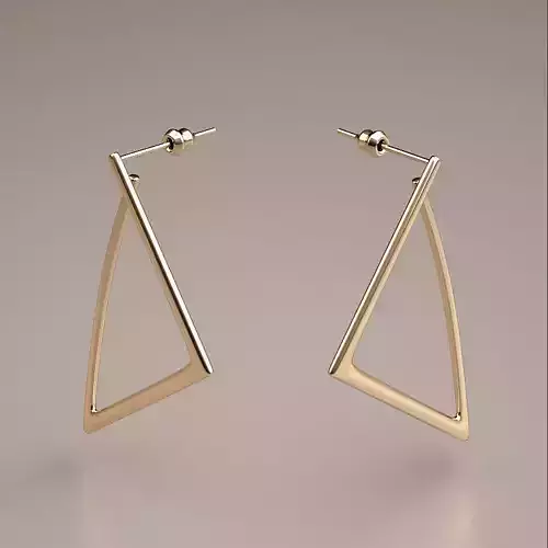 gold triangle earrings model