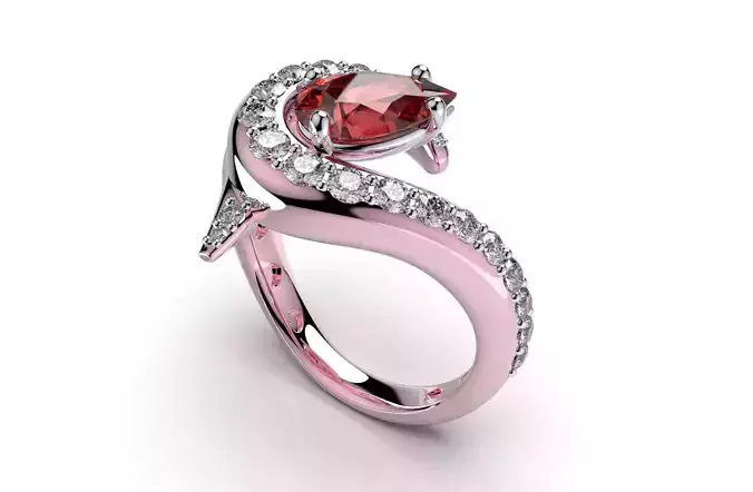 Women Ring Jewelry Pear Shape 3D Media Design -R2-RENDERFILES