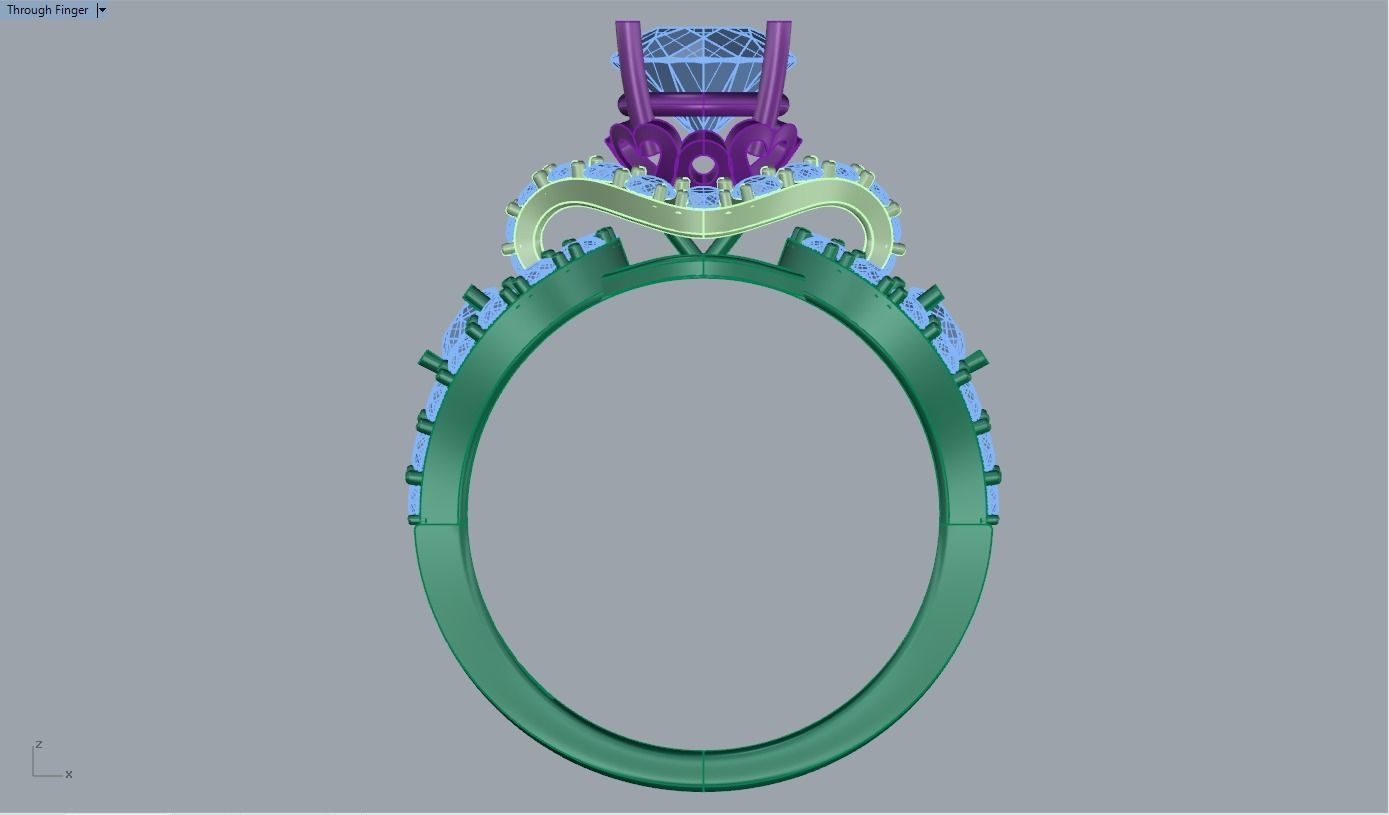 girl diamond ring  3D print model_2