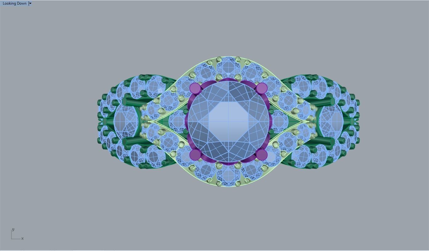 girl diamond ring  3D print model_3