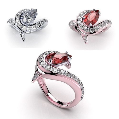 Women Ring Jewelry Pear Shape 3D Design-R2 3D Model Collection