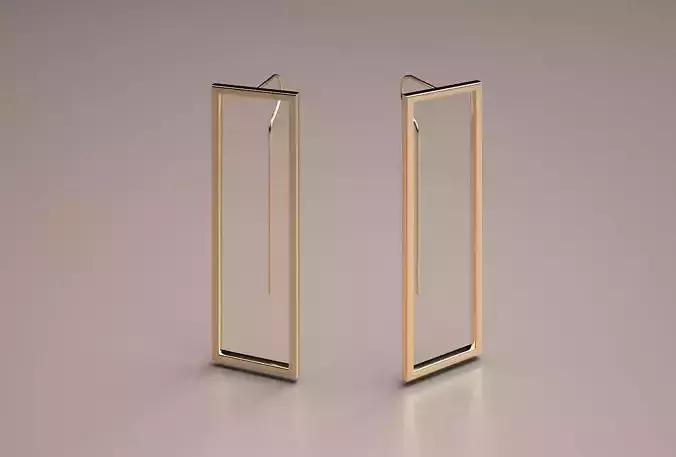 gold rectangle minimal earrings model 