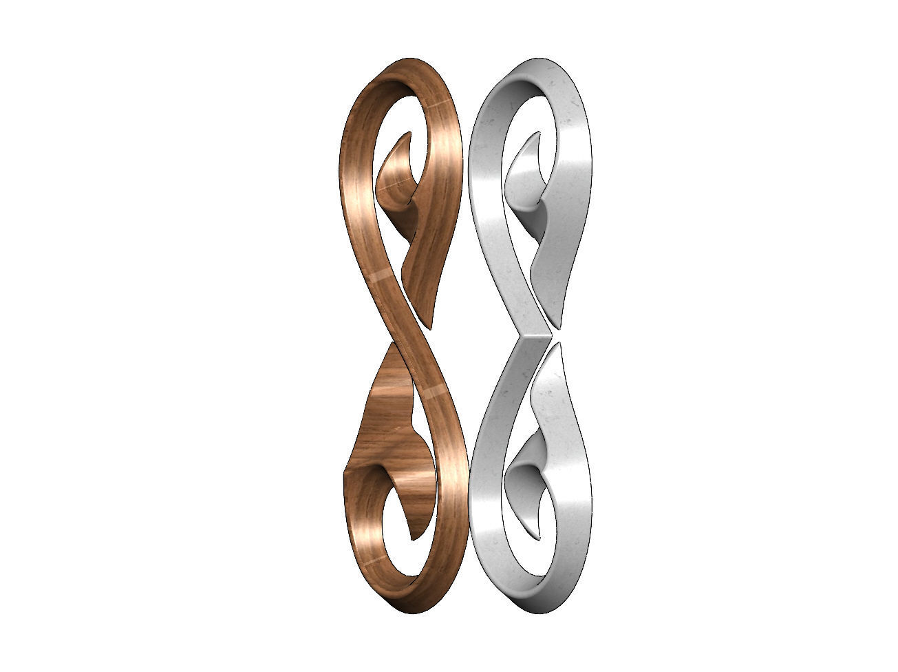 Floral scroll decoration element relief 3D print model_5