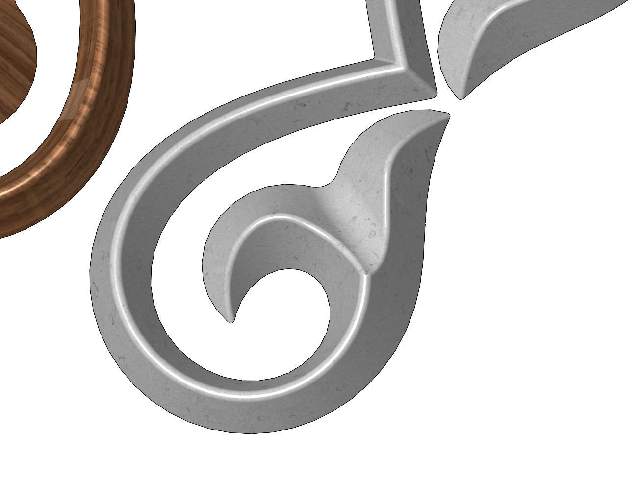 Floral scroll decoration element relief 3D print model_7