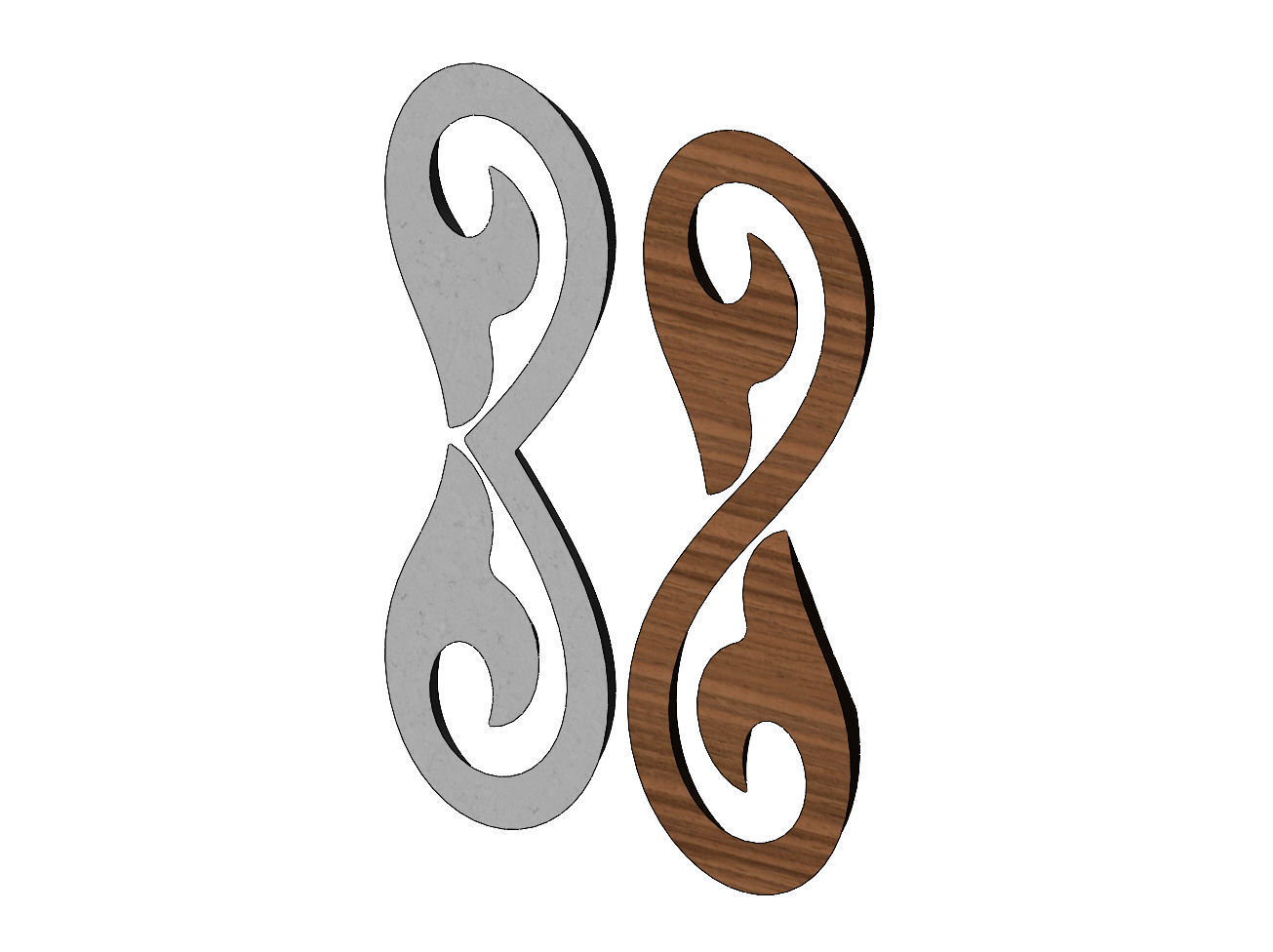 Floral scroll decoration element relief 3D print model_6