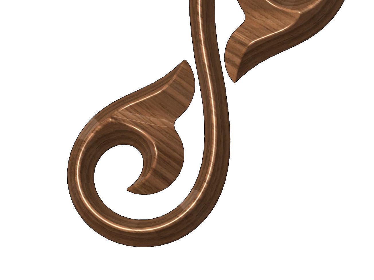 Floral scroll decoration element relief 3D print model_8