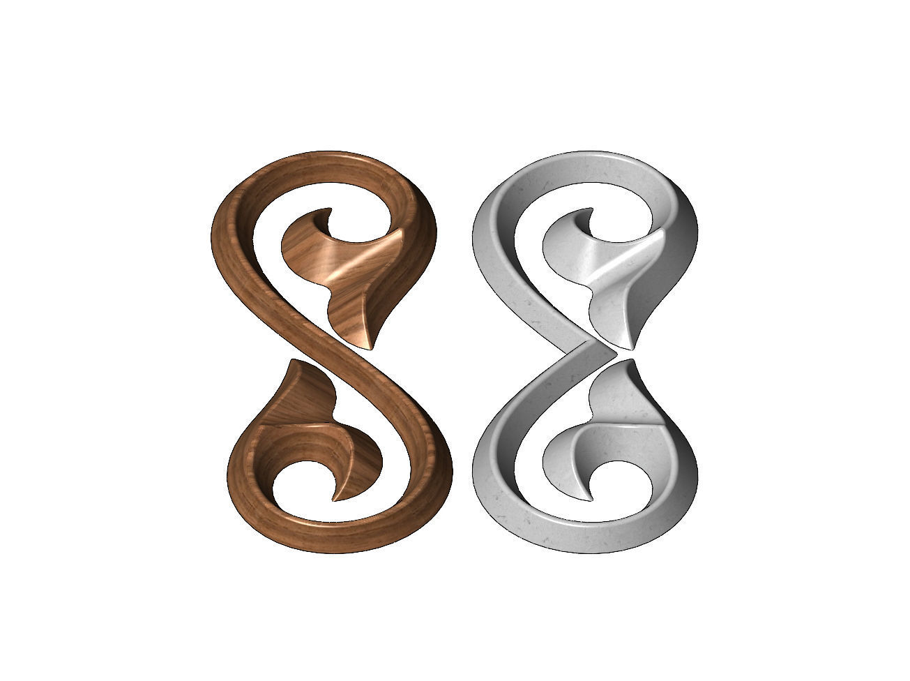 Floral scroll decoration element relief 3D print model_9