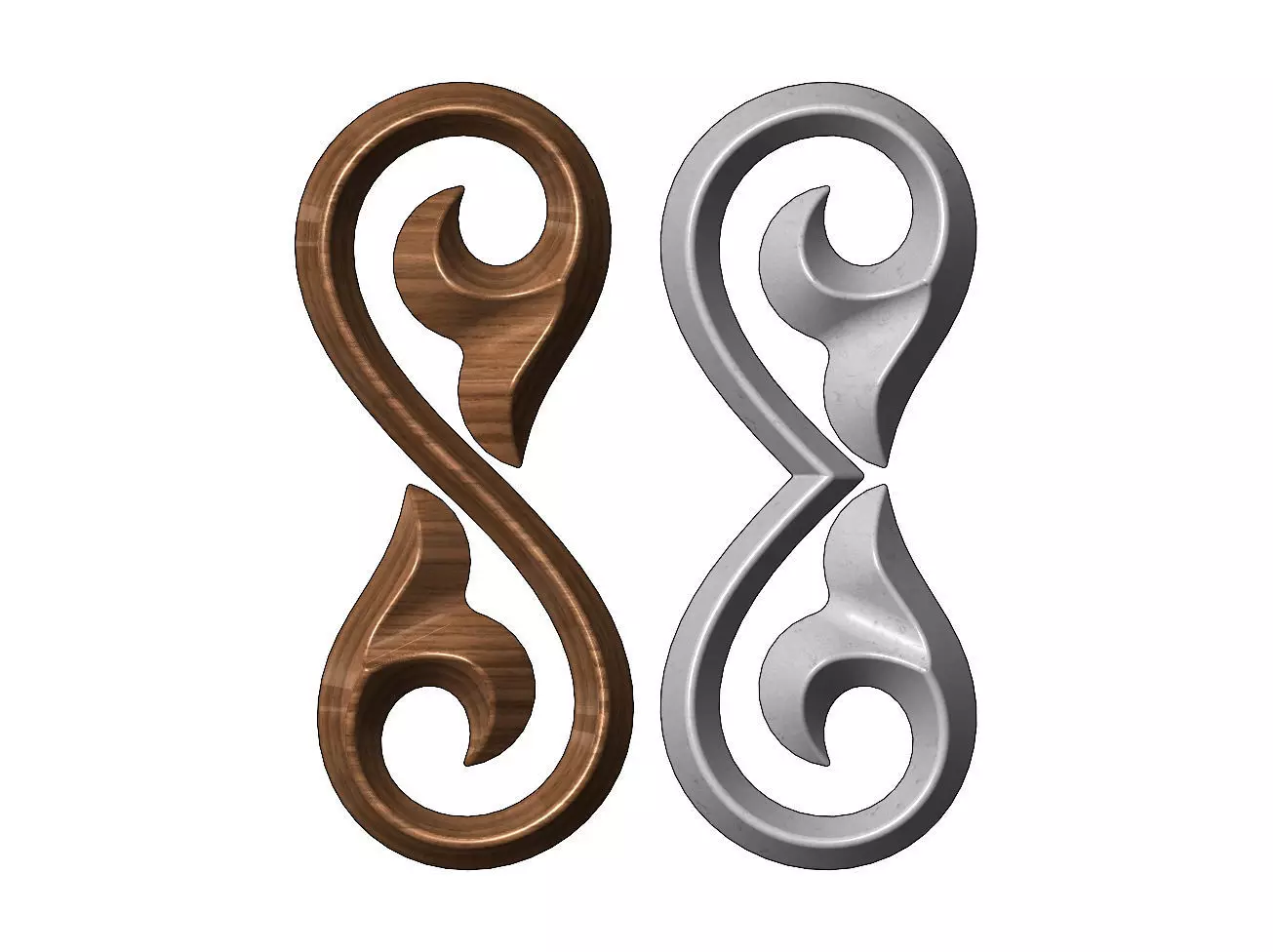 Floral scroll decoration element relief 3D print model_0