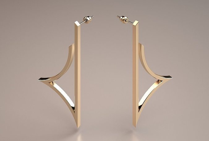 minimal gold earrings model 3D print model
