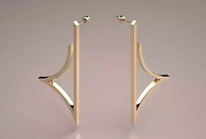minimal gold earrings model