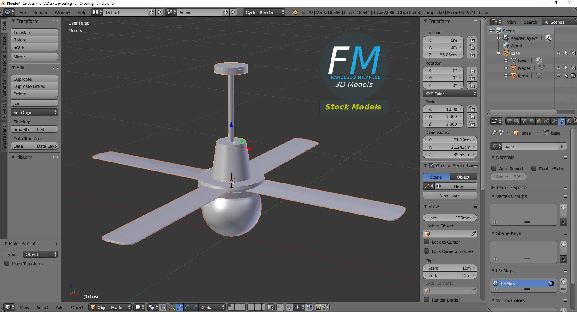 Ceiling fan 2 3D model_9