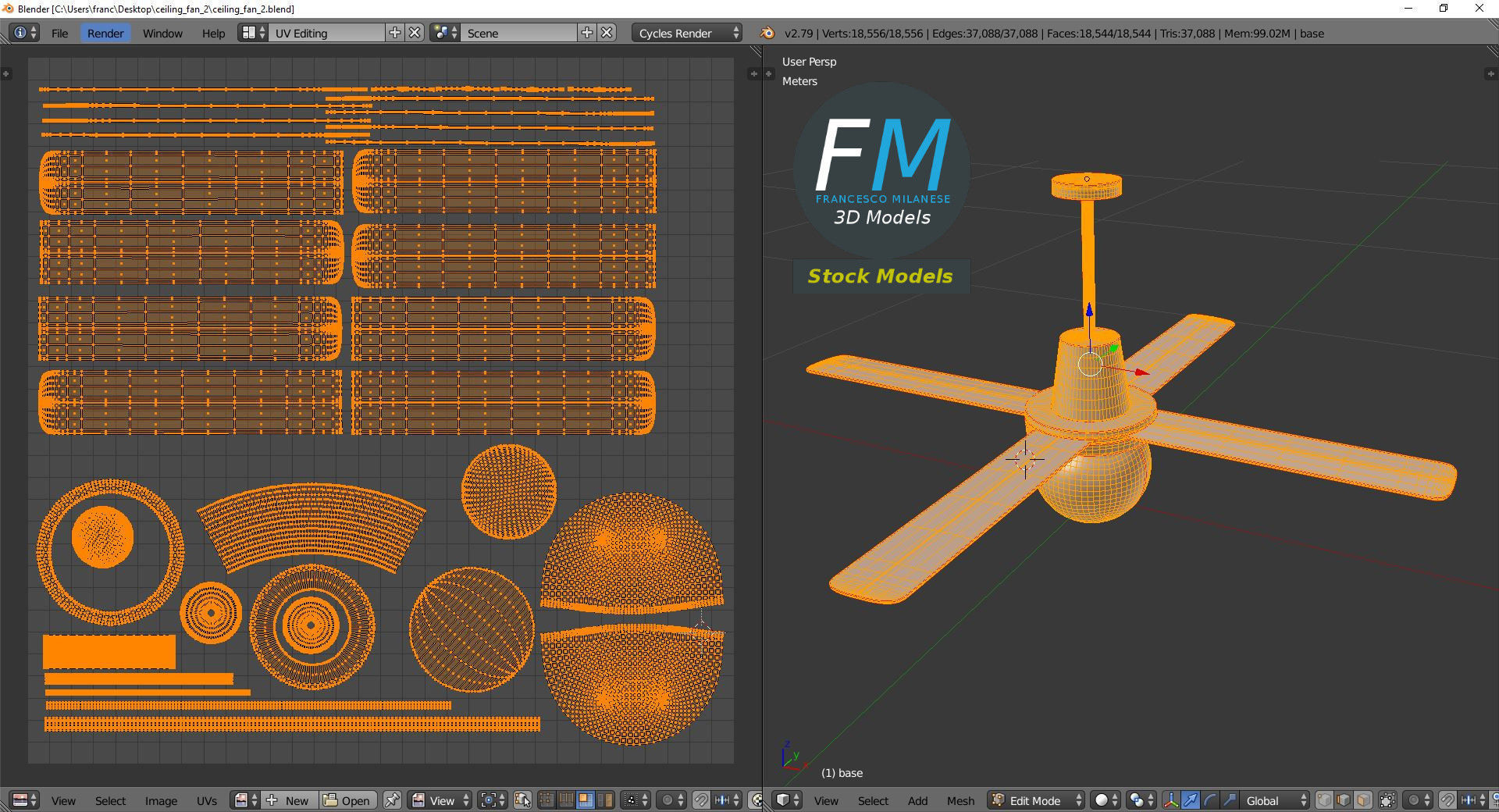 Ceiling fan 2 3D model_10