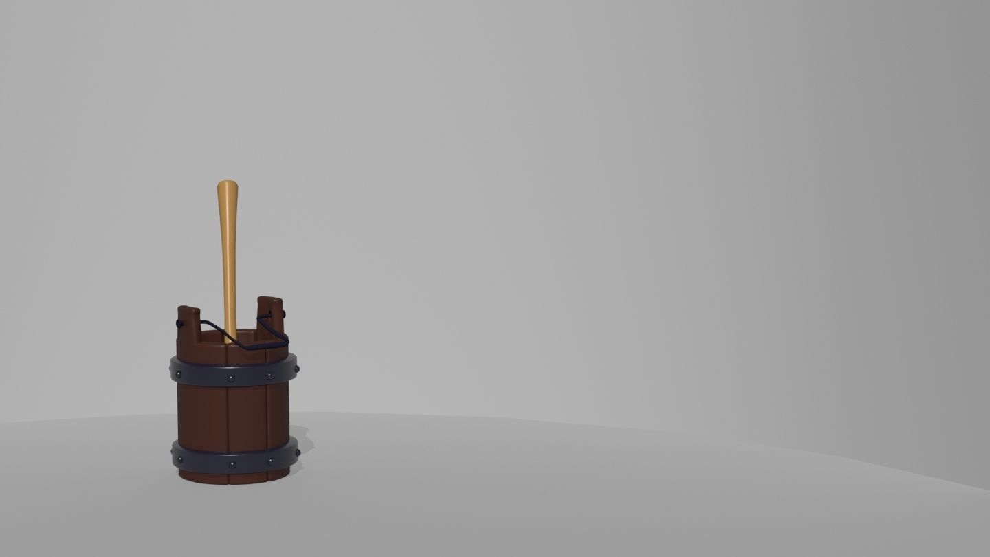 Cartoon bucket Low-poly 3D model_1