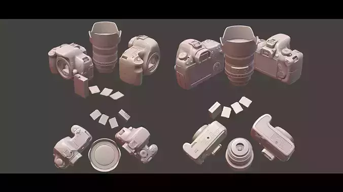Canon dslr camera with memory card 3D Model Collection
