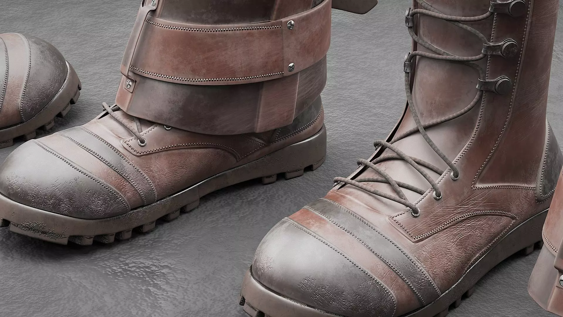Boots with Covers-Spats Low-poly 3D model