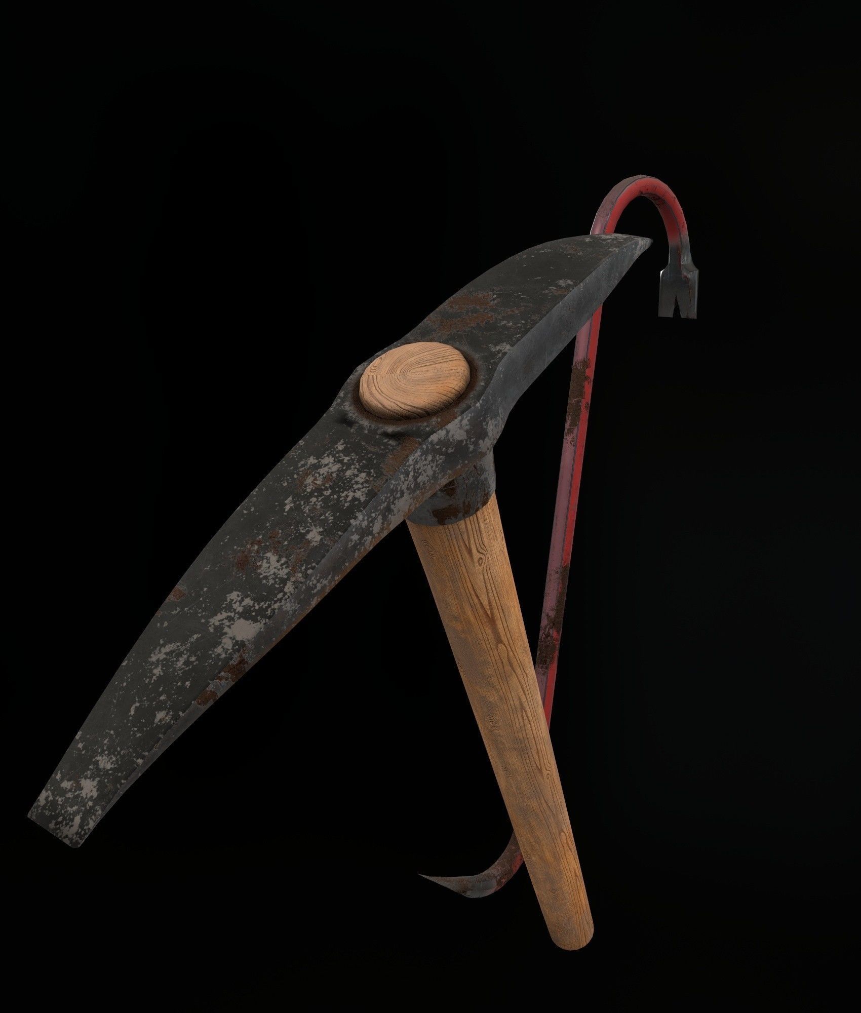 Crowbar and Old Pickaxe Low-poly 3D model_1