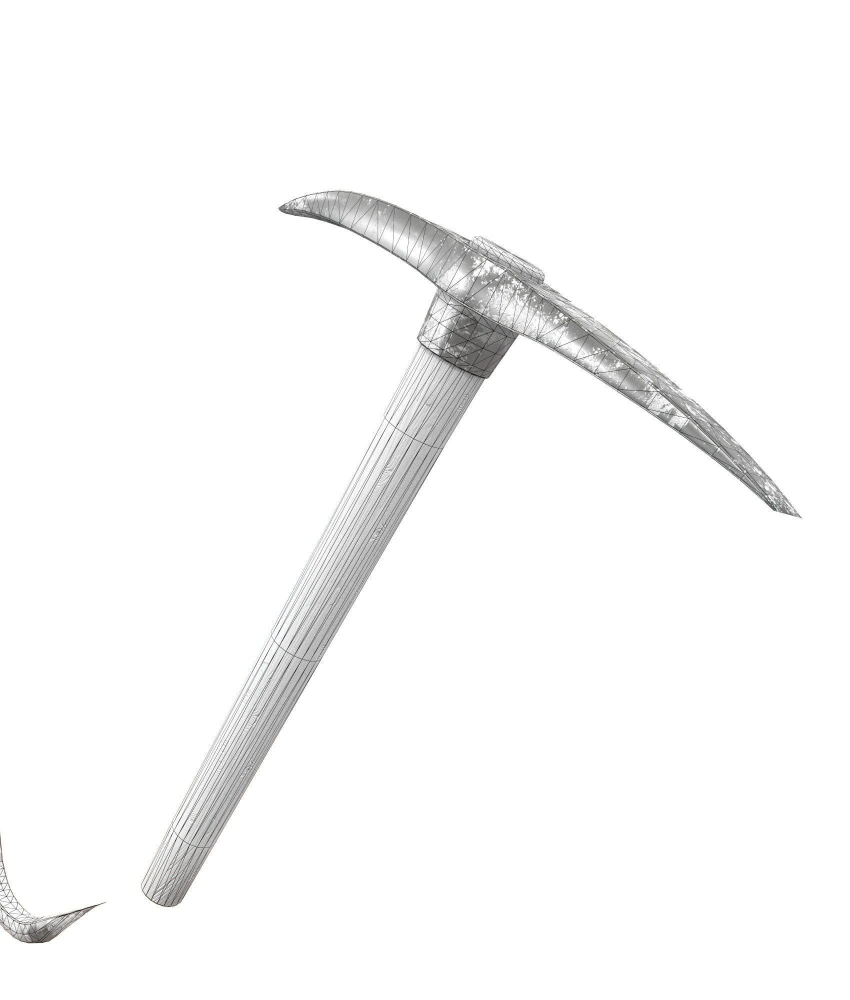Crowbar and Old Pickaxe Low-poly 3D model_4