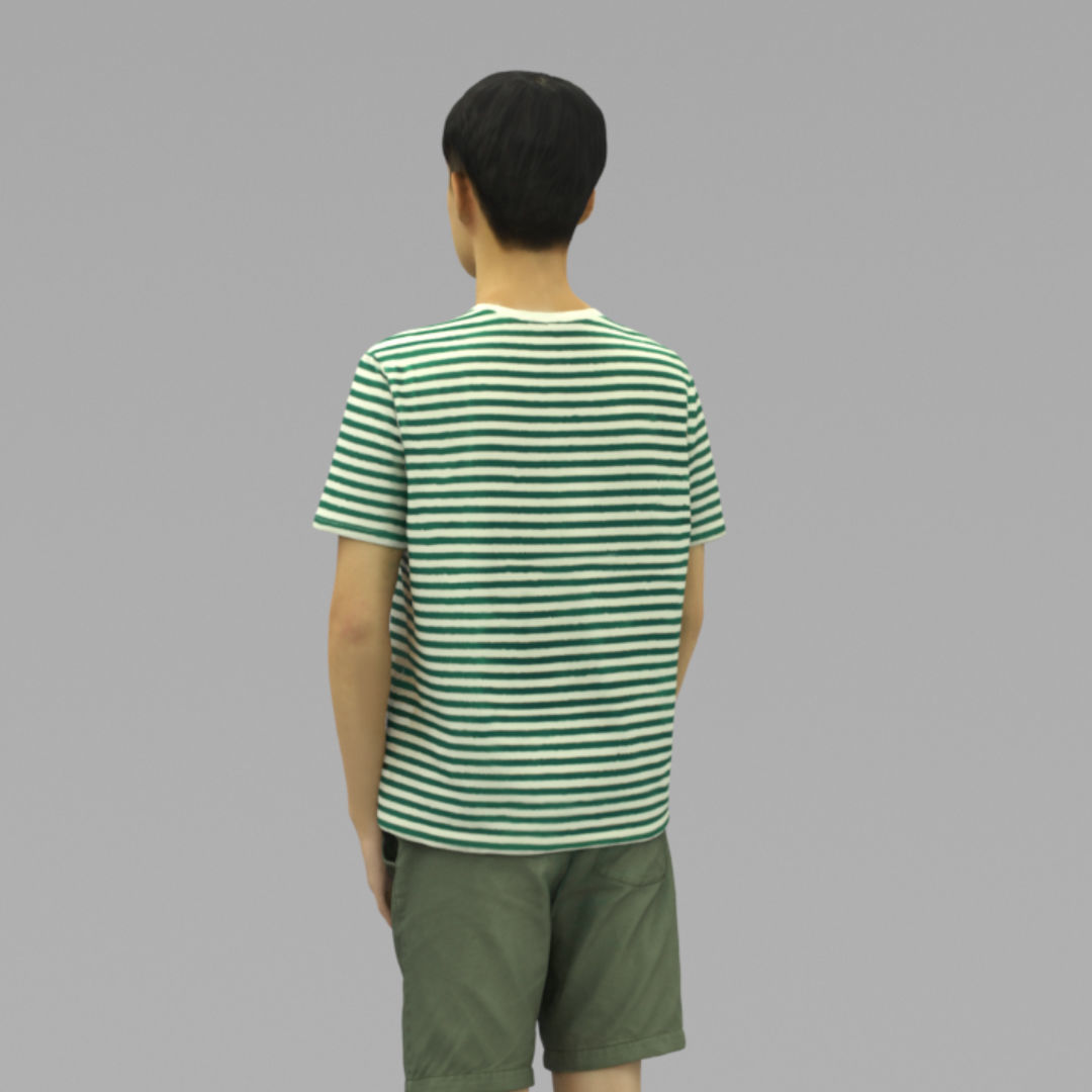 A Tall Young Man Standing Alone In Half Body Portrait 3D model_3