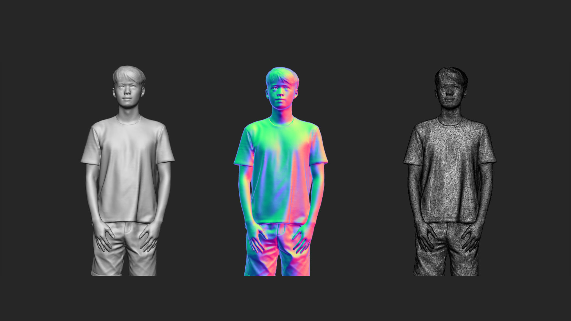 A Tall Young Man Standing Alone In Half Body Portrait 3D model_6