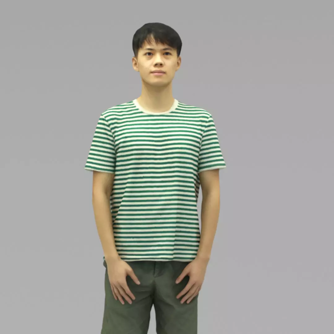 A Tall Young Man Standing Alone In Half Body Portrait 3D model_0