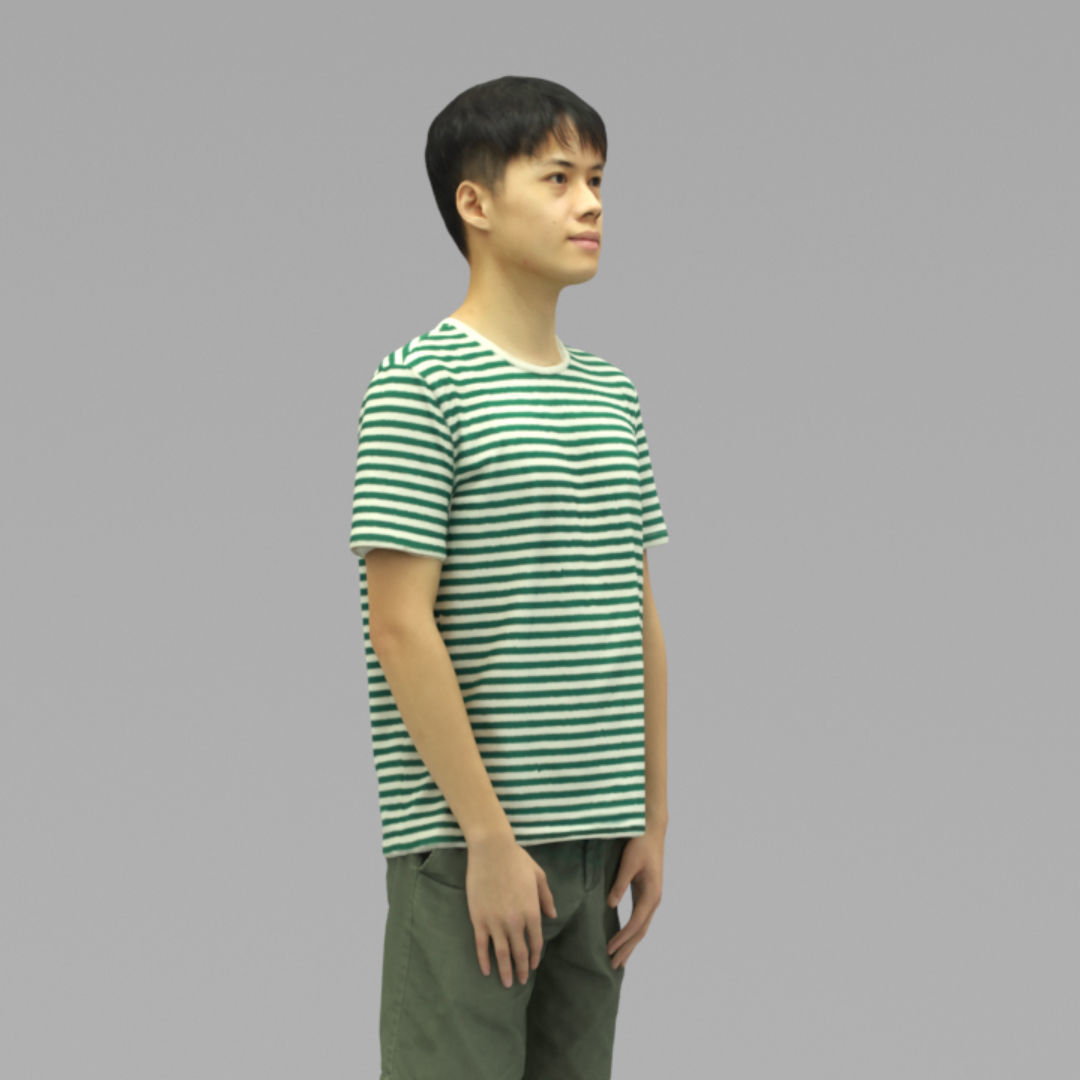 A Tall Young Man Standing Alone In Half Body Portrait 3D model_2