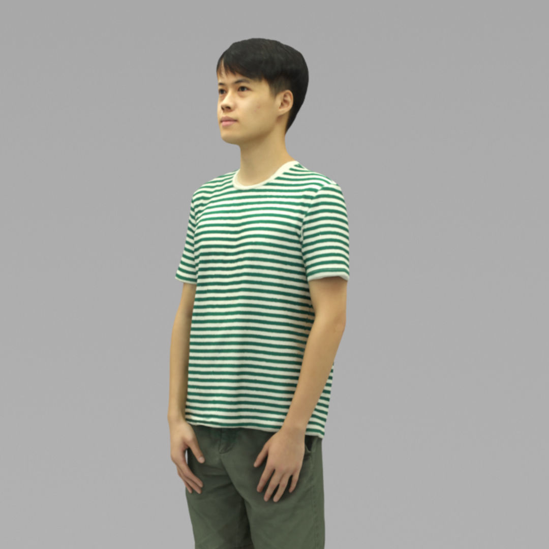 A Tall Young Man Standing Alone In Half Body Portrait 3D model_1