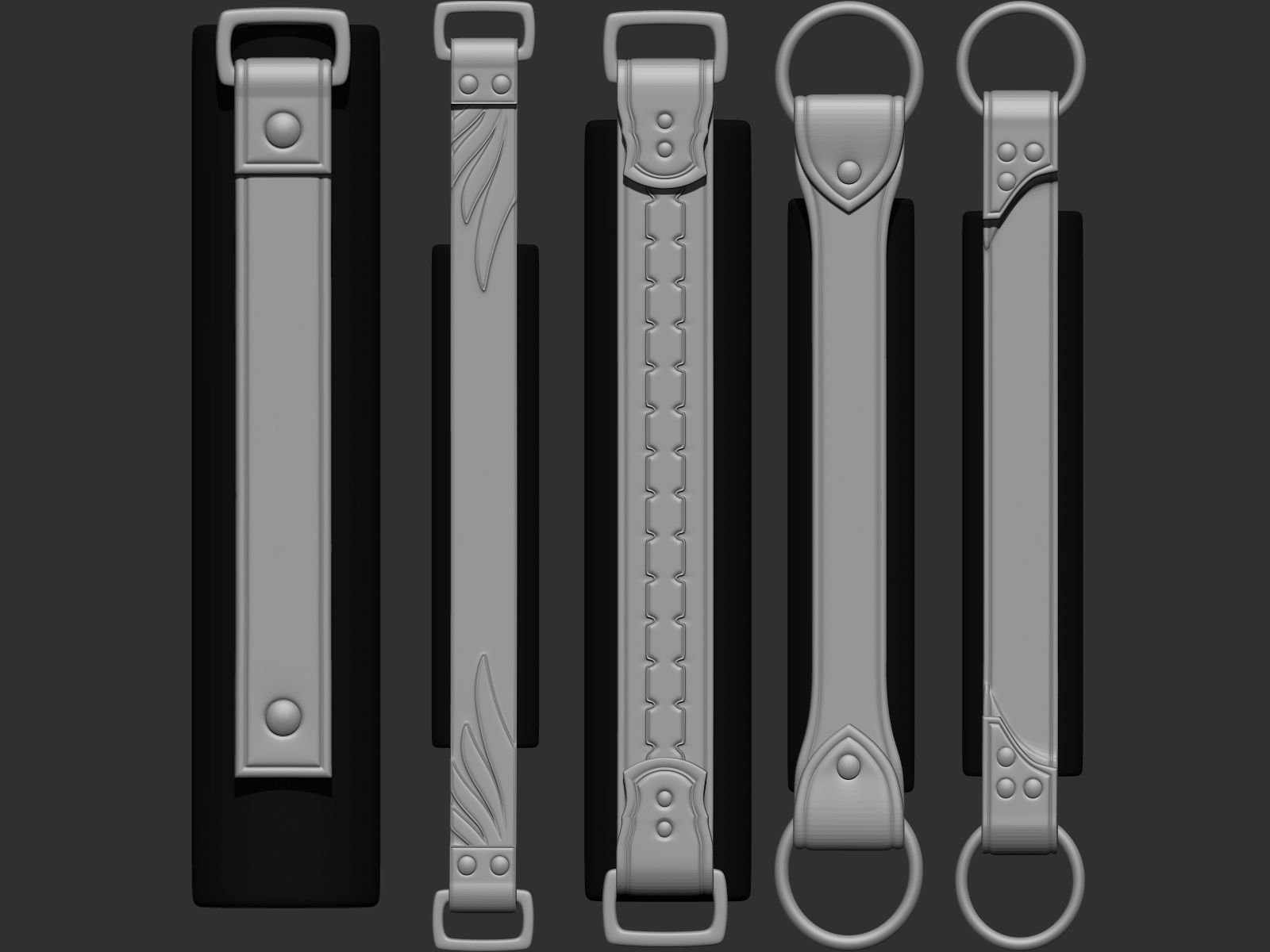 202 IMM Brush Leather Straps Vol 02 and UV and Video Tutorial Low-poly 3D model_28