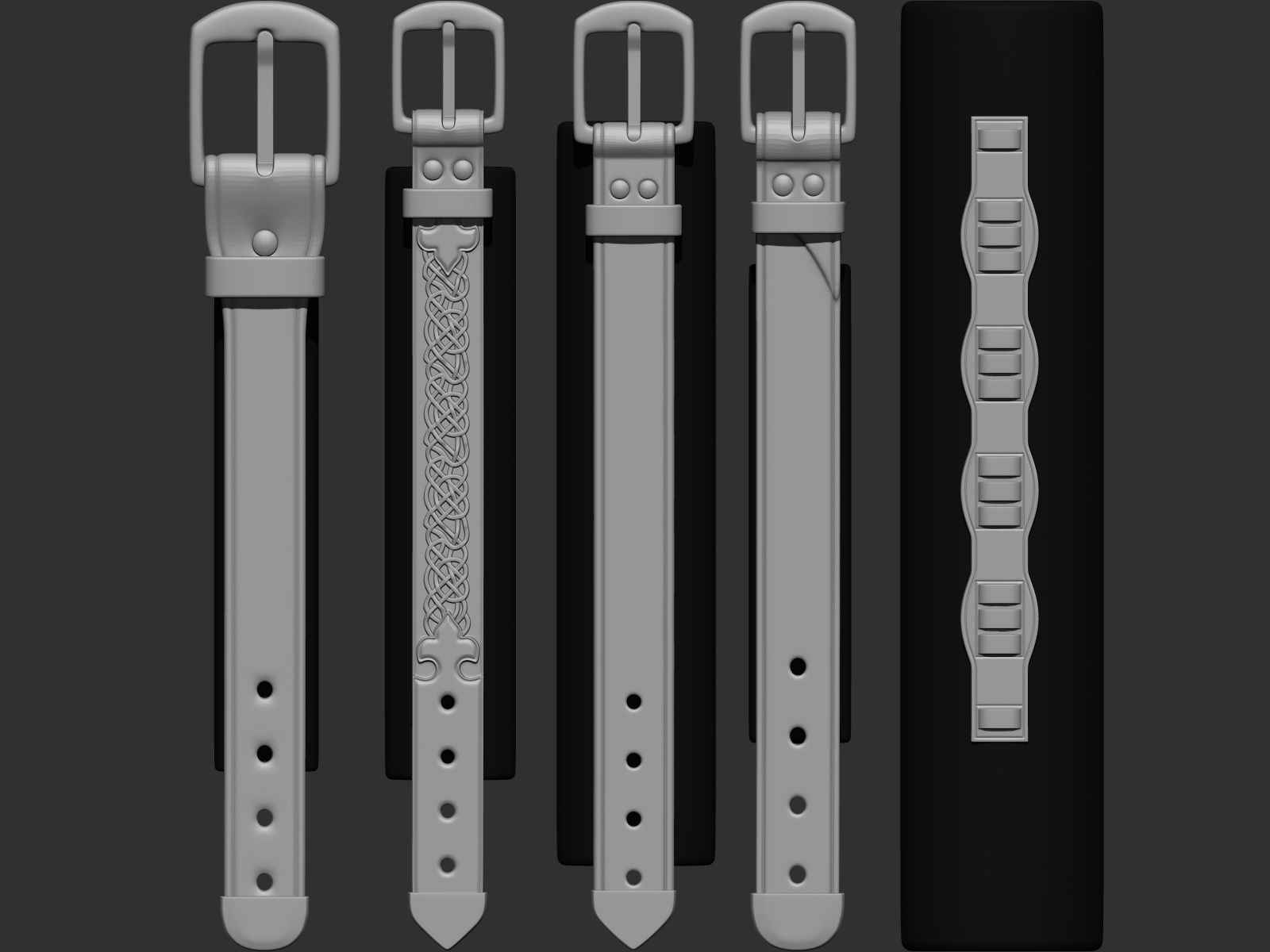202 IMM Brush Leather Straps Vol 02 and UV and Video Tutorial Low-poly 3D model_36