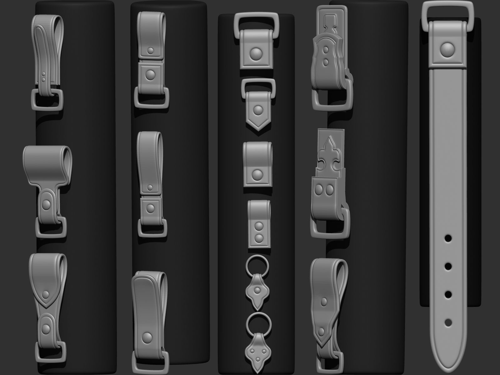 202 IMM Brush Leather Straps Vol 02 and UV and Video Tutorial Low-poly 3D model_15