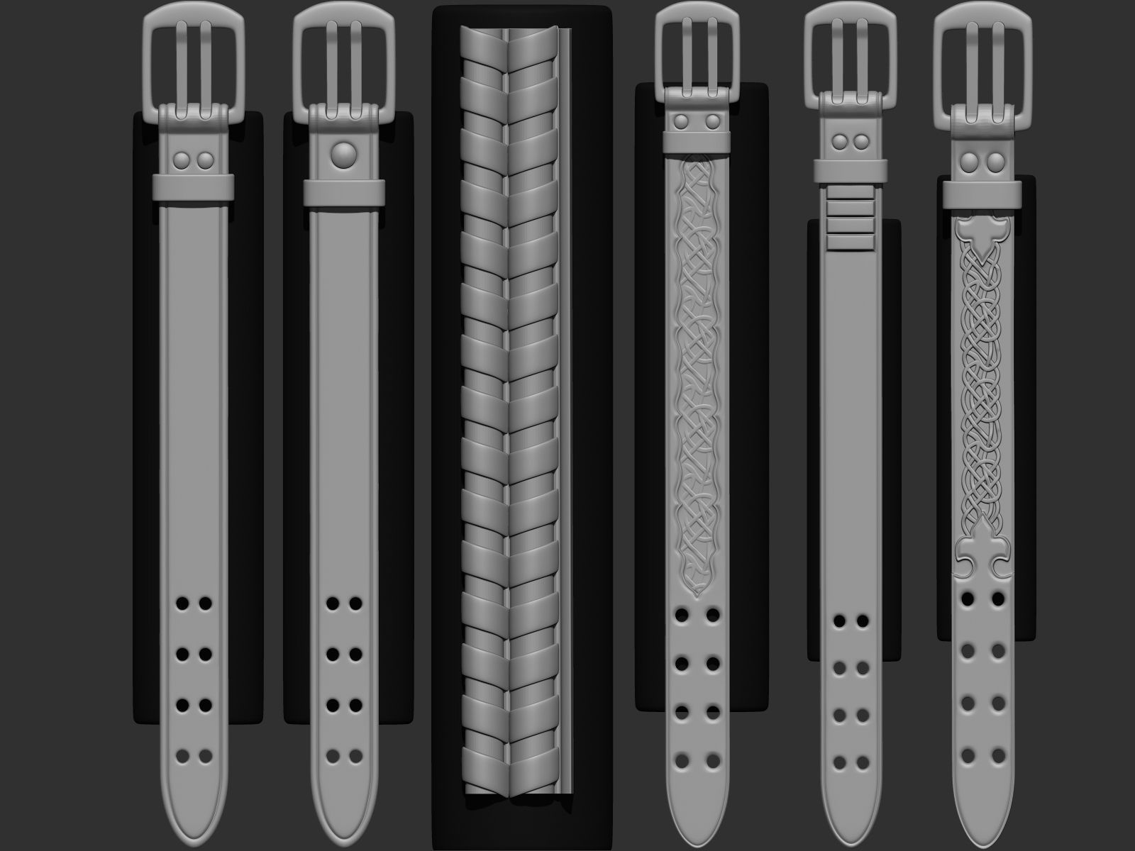 202 IMM Brush Leather Straps Vol 02 and UV and Video Tutorial Low-poly 3D model_22