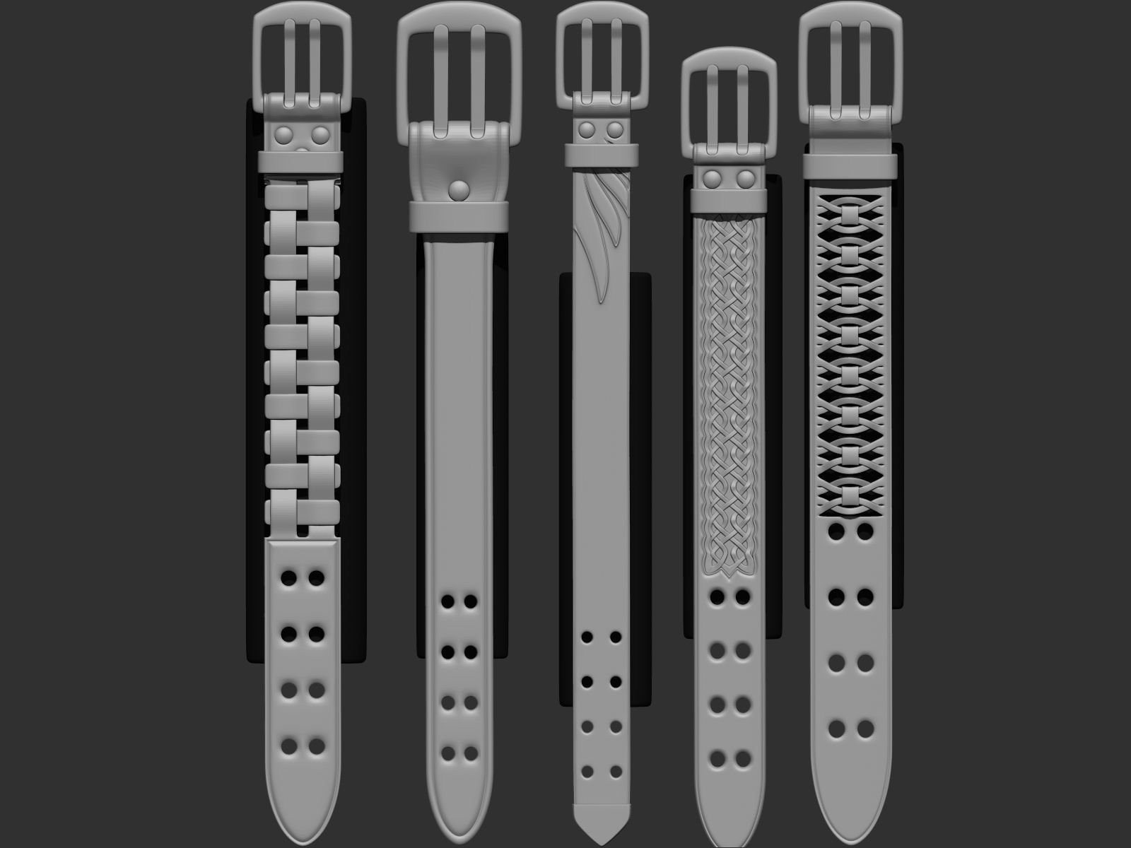 202 IMM Brush Leather Straps Vol 02 and UV and Video Tutorial Low-poly 3D model_23