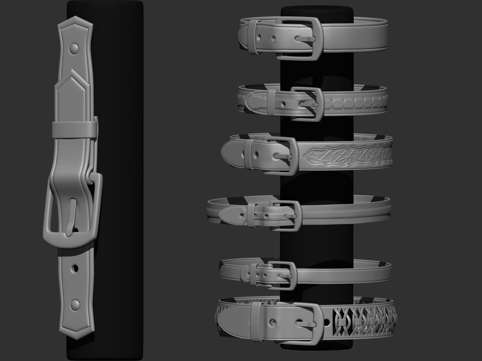 202 IMM Brush Leather Straps Vol 02 and UV and Video Tutorial Low-poly 3D model_17