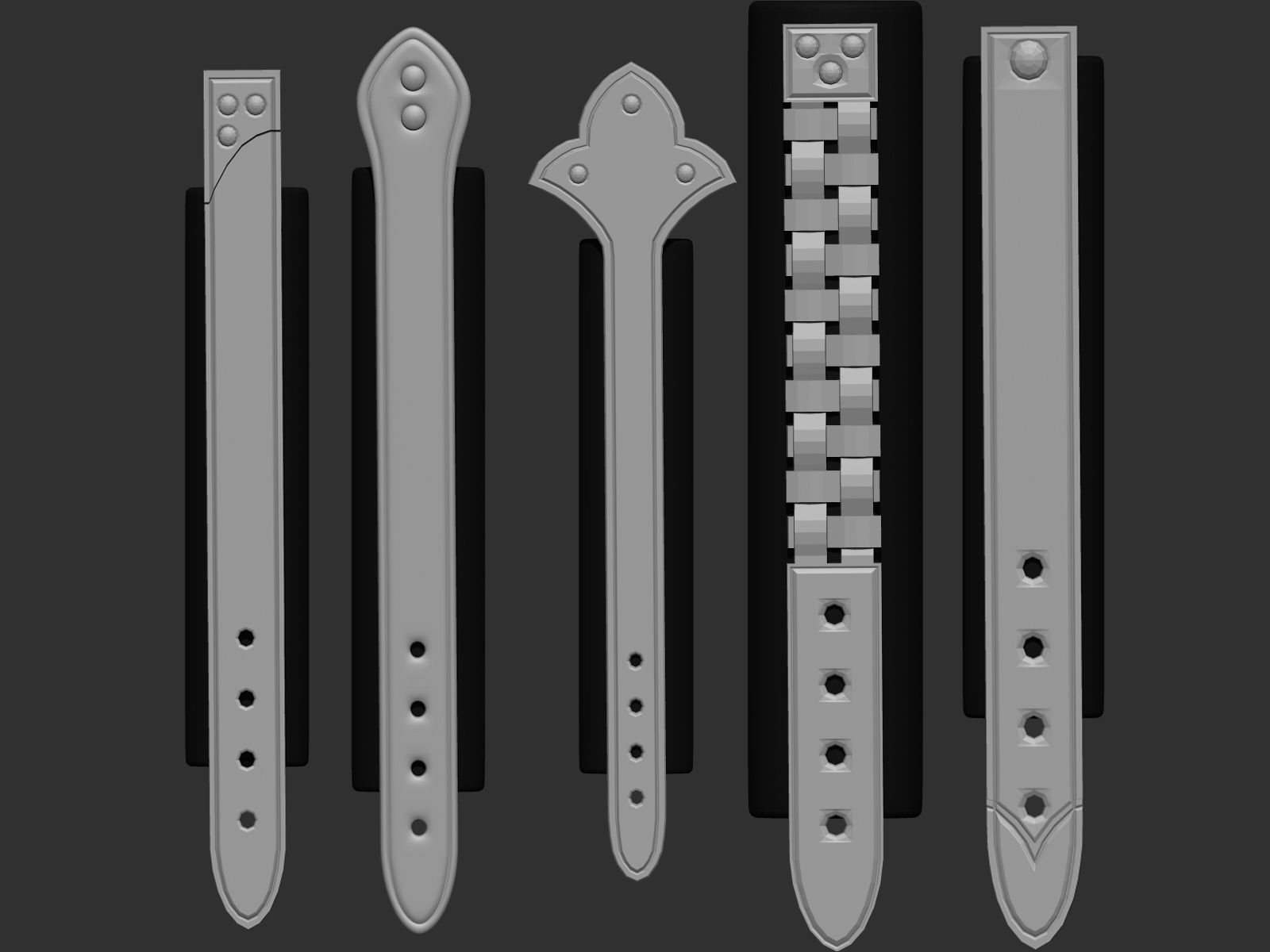202 IMM Brush Leather Straps Vol 02 and UV and Video Tutorial Low-poly 3D model_6