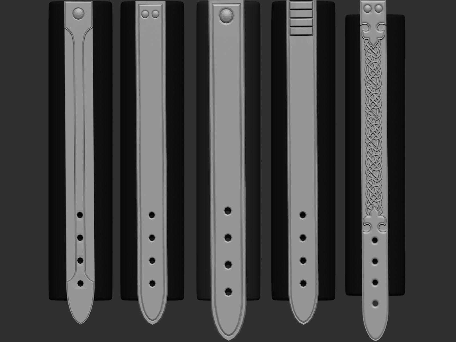 202 IMM Brush Leather Straps Vol 02 and UV and Video Tutorial Low-poly 3D model_5