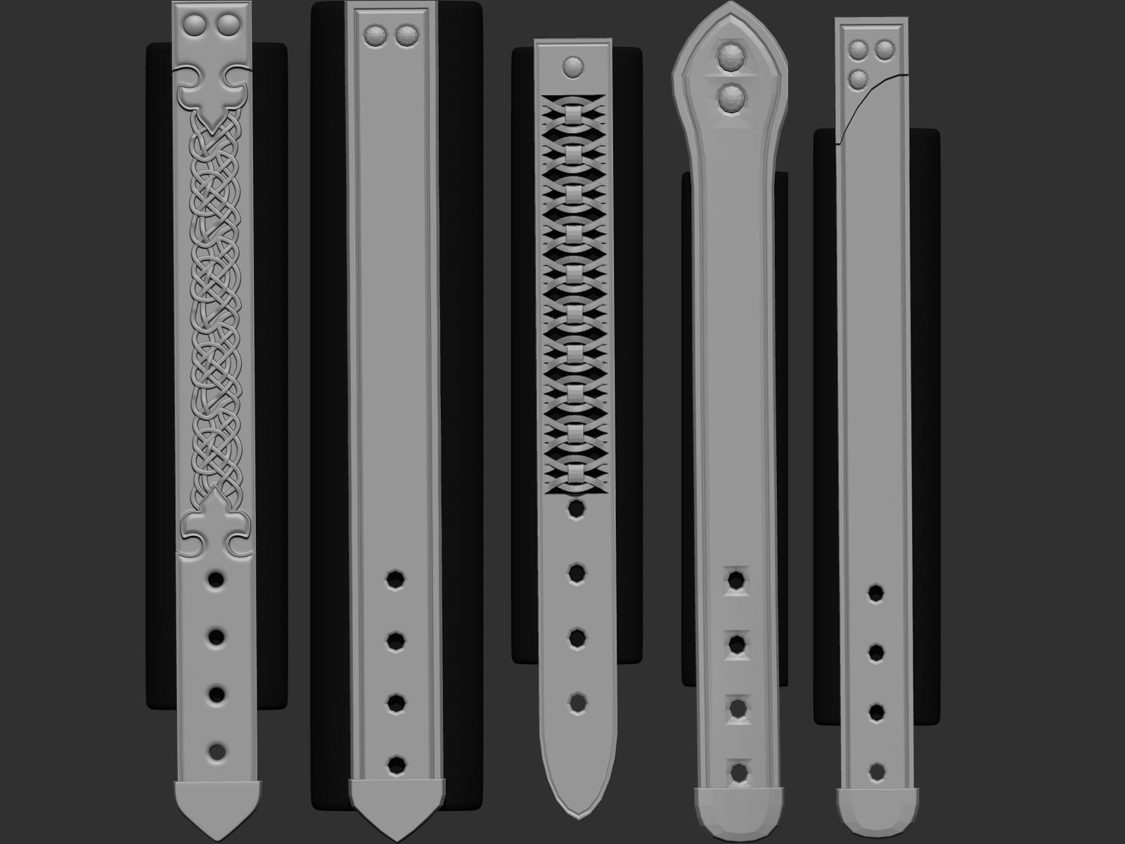 202 IMM Brush Leather Straps Vol 02 and UV and Video Tutorial Low-poly 3D model_8