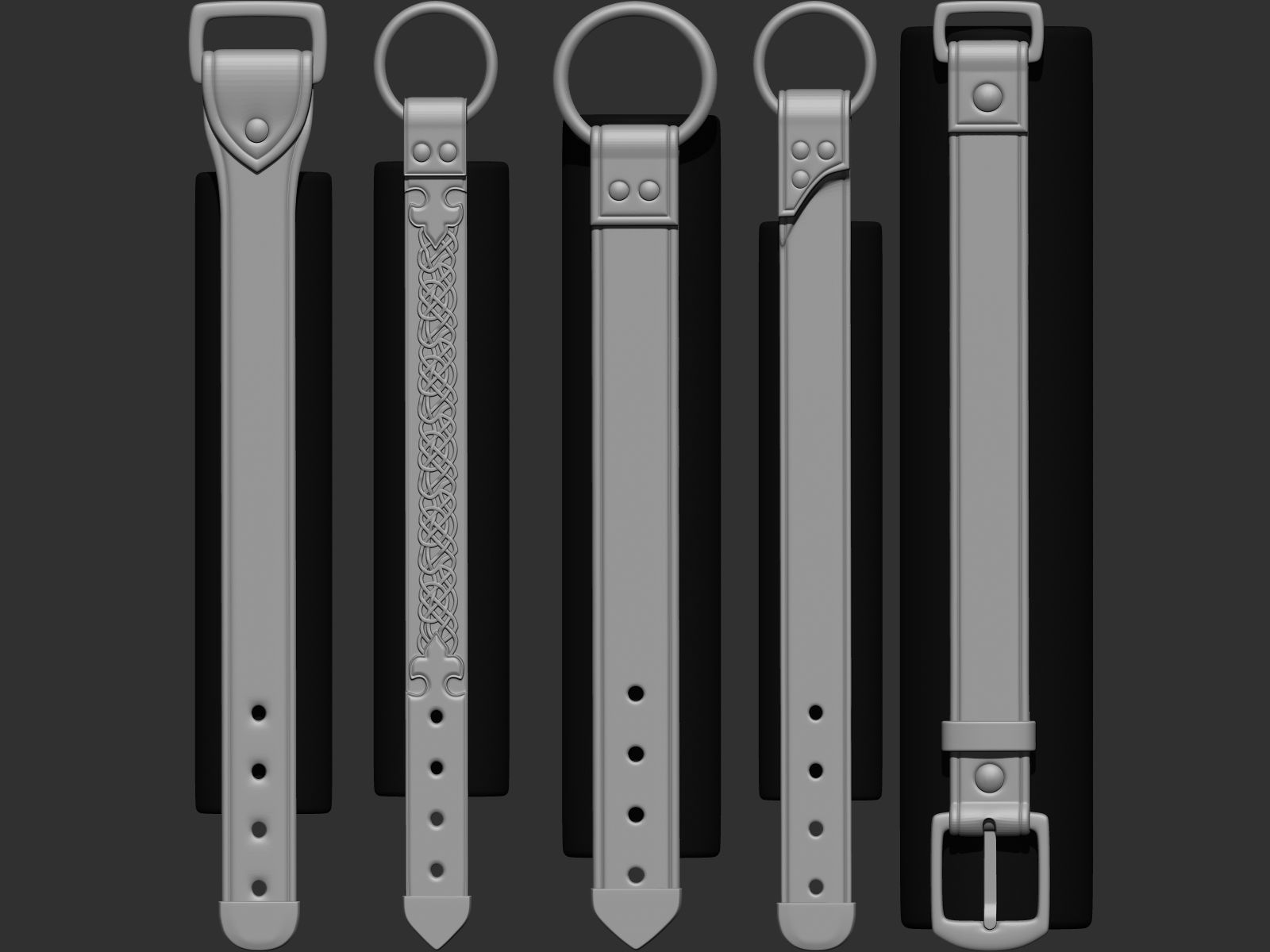 202 IMM Brush Leather Straps Vol 02 and UV and Video Tutorial Low-poly 3D model_18
