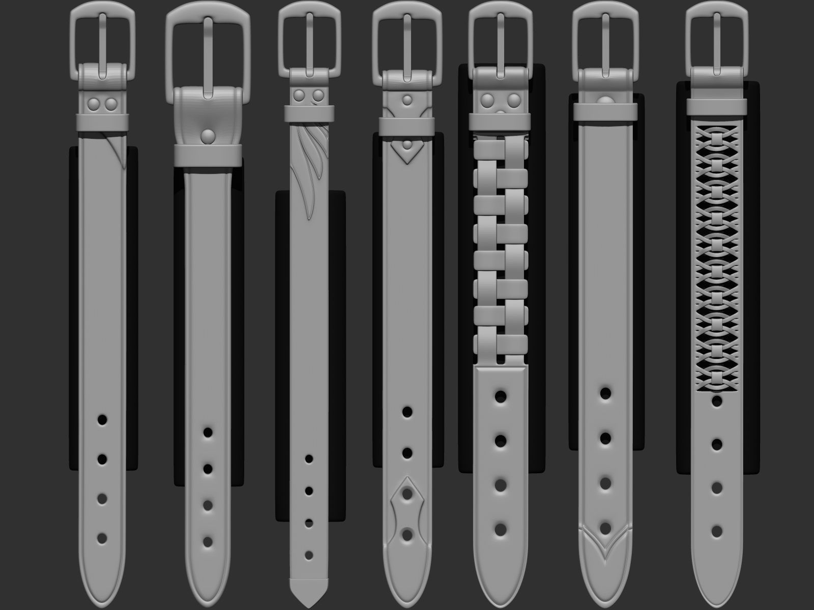 202 IMM Brush Leather Straps Vol 02 and UV and Video Tutorial Low-poly 3D model_33