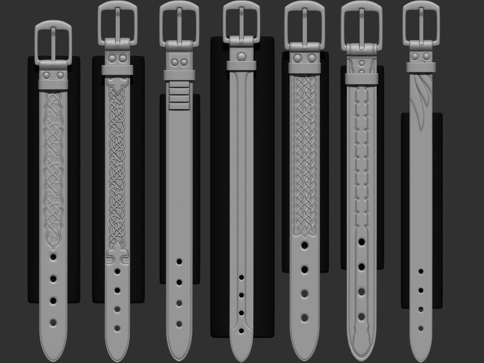 202 IMM Brush Leather Straps Vol 02 and UV and Video Tutorial Low-poly 3D model_31