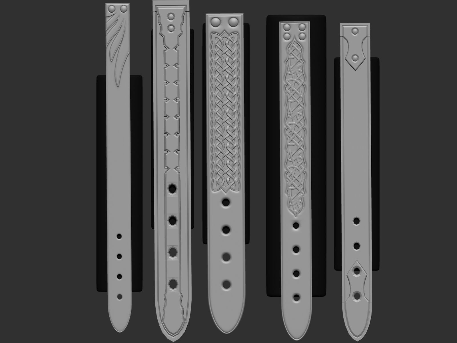 202 IMM Brush Leather Straps Vol 02 and UV and Video Tutorial Low-poly 3D model_7
