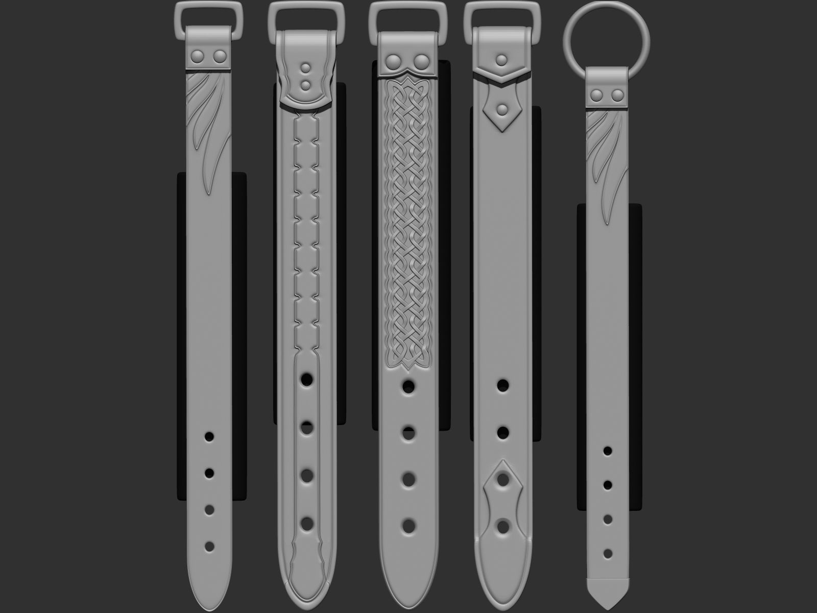 202 IMM Brush Leather Straps Vol 02 and UV and Video Tutorial Low-poly 3D model_14