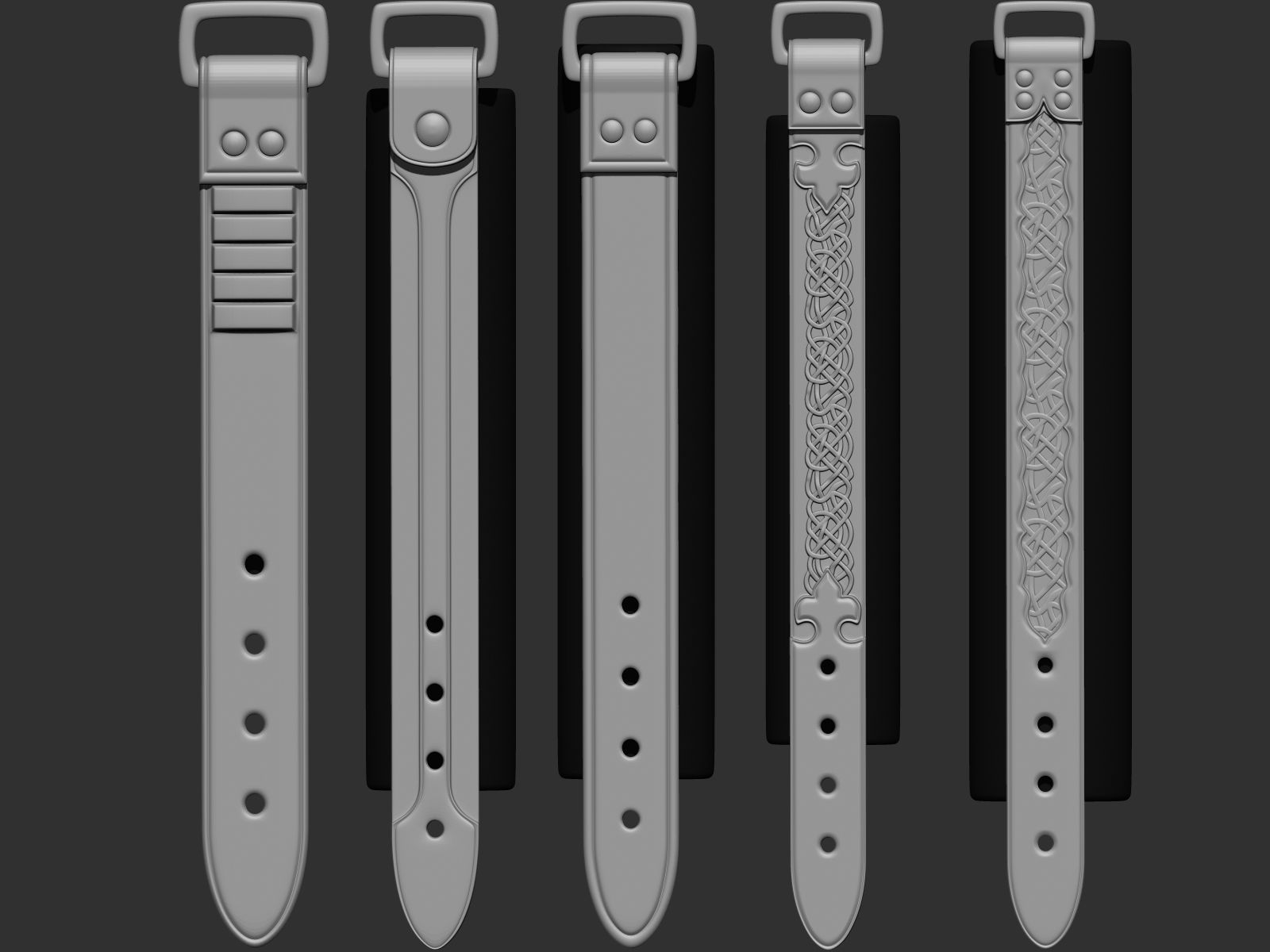 202 IMM Brush Leather Straps Vol 02 and UV and Video Tutorial Low-poly 3D model_13