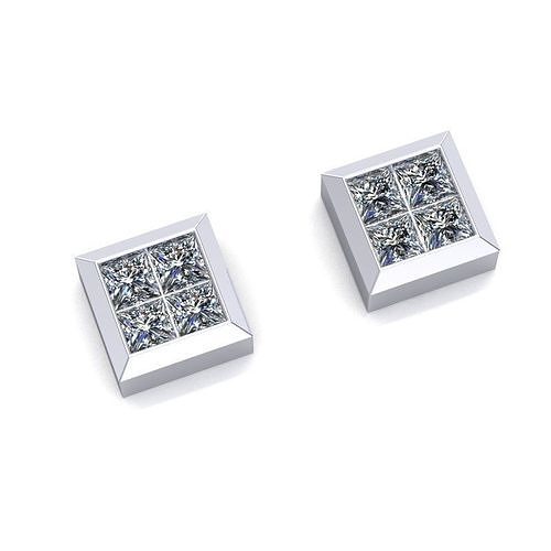 Princess Cut Diamond Earrings  3D print model