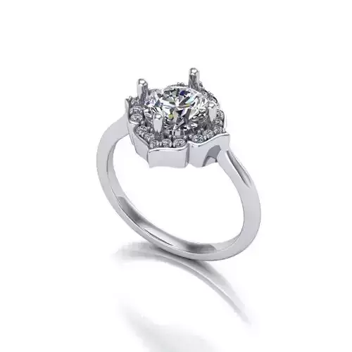 Round Diamond Ring with Custom Halo Engagement Ring 