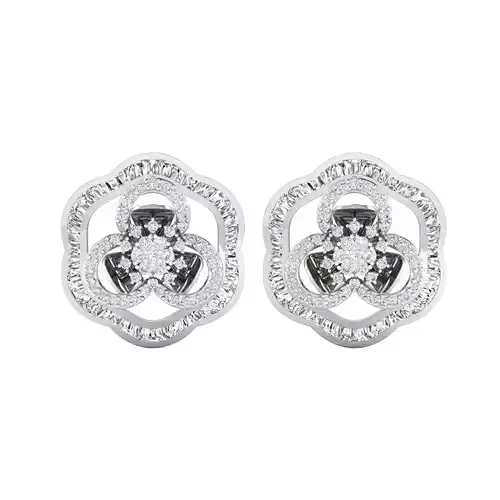 Earrings-1078 rose gold and diamond stud earrings 3D print model