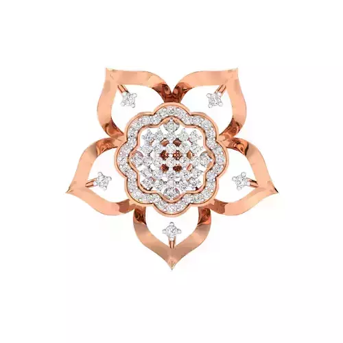Earrings-1077 rose gold flower brooch with diamonds 3D print model