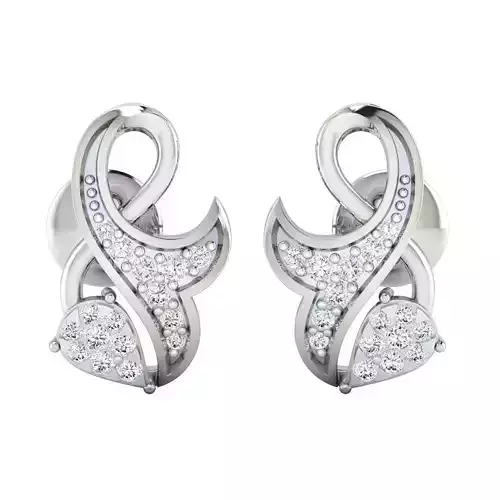 Earrings-1076 rose gold stud earring with diamonds 3D print model