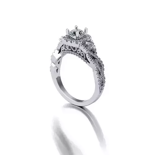 Custom Shank 3 Stone Diamond Ring
