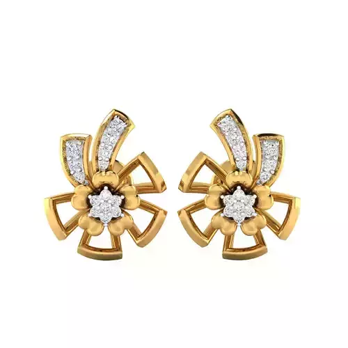Earrings-1075 rose gold stud earrings with diamonds 3D print model