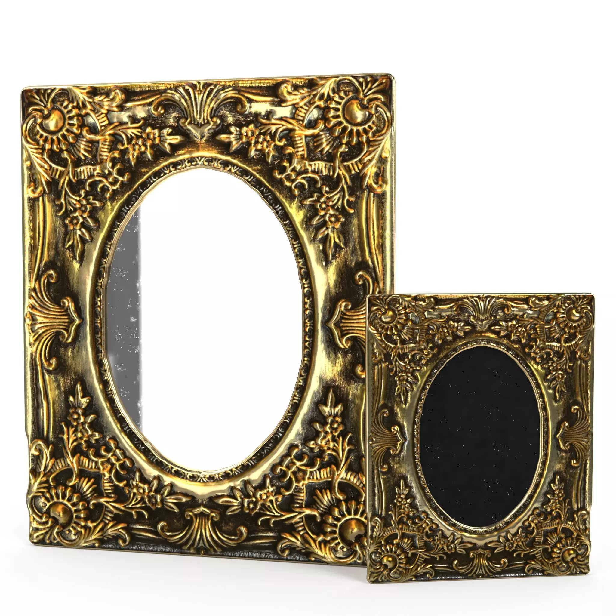 Antique Frame Mirror 2 Low-poly 3D model_0